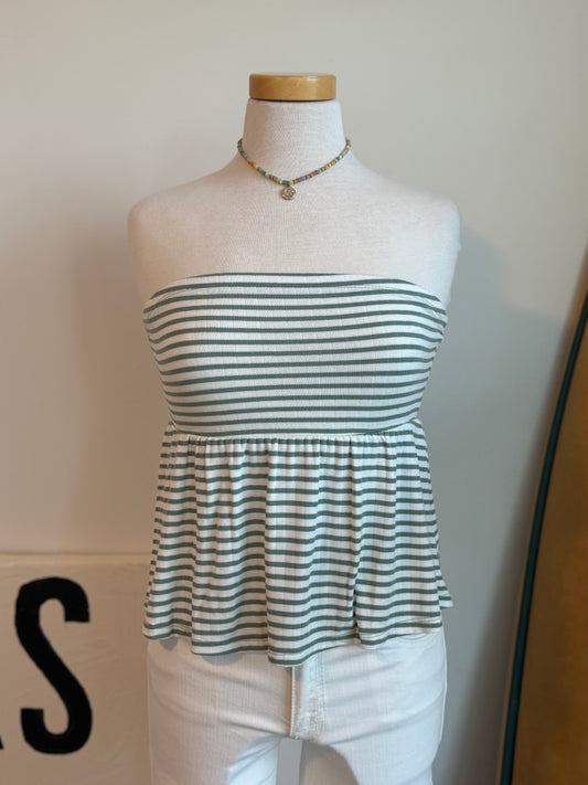 Jetty Striped Peplum Tube Top