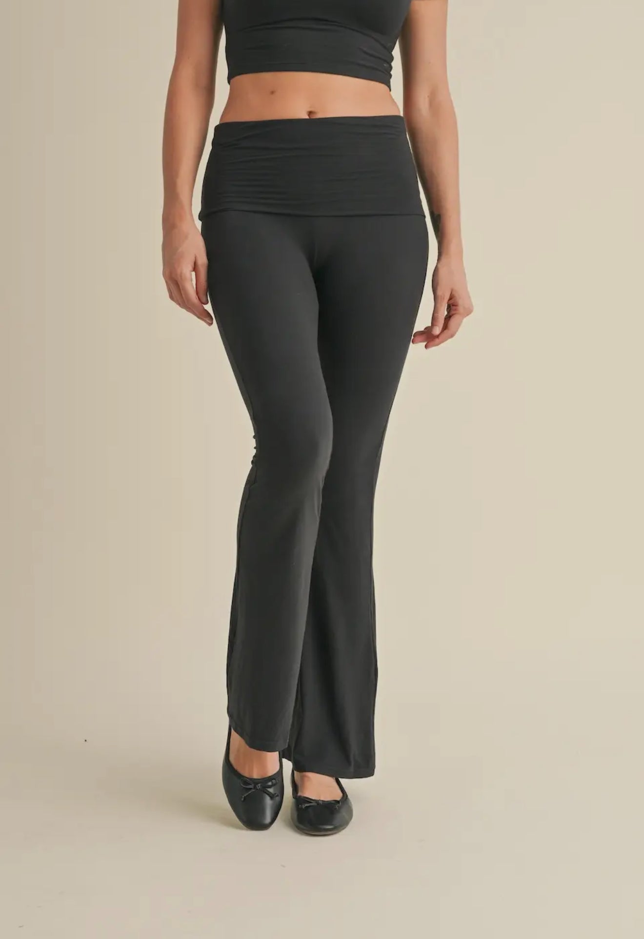 Ultra Soft Black Foldover Flare Pants