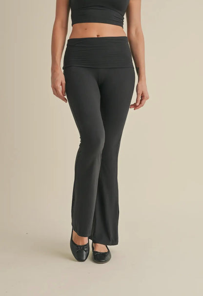 Ultra Soft Black Foldover Flare Pants