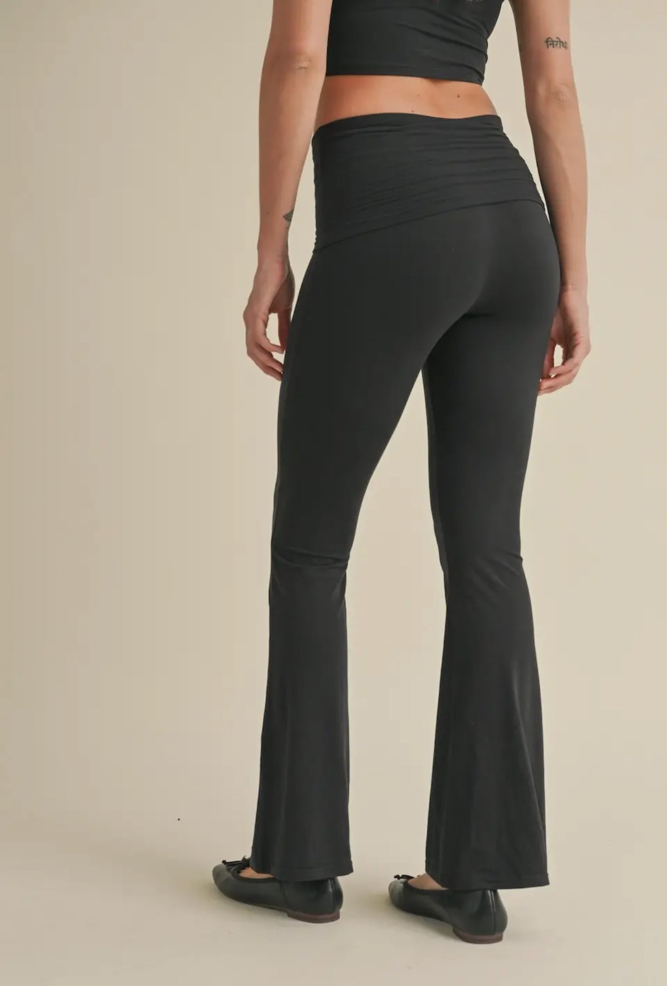 Ultra Soft Black Foldover Flare Pants