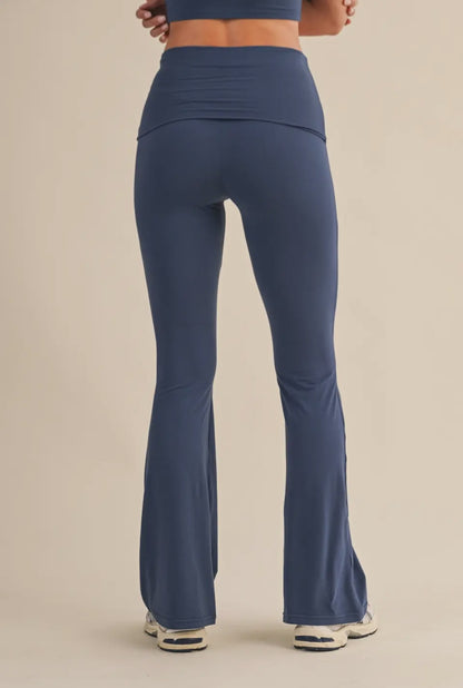 Ultra Soft Navy Foldover Flare Pants