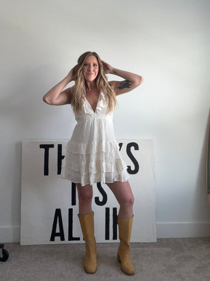 Cove Ruffle Mini Dress - Cream