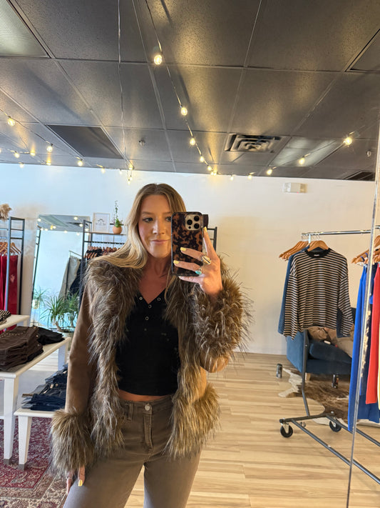 Suede Faux Fur Jacket