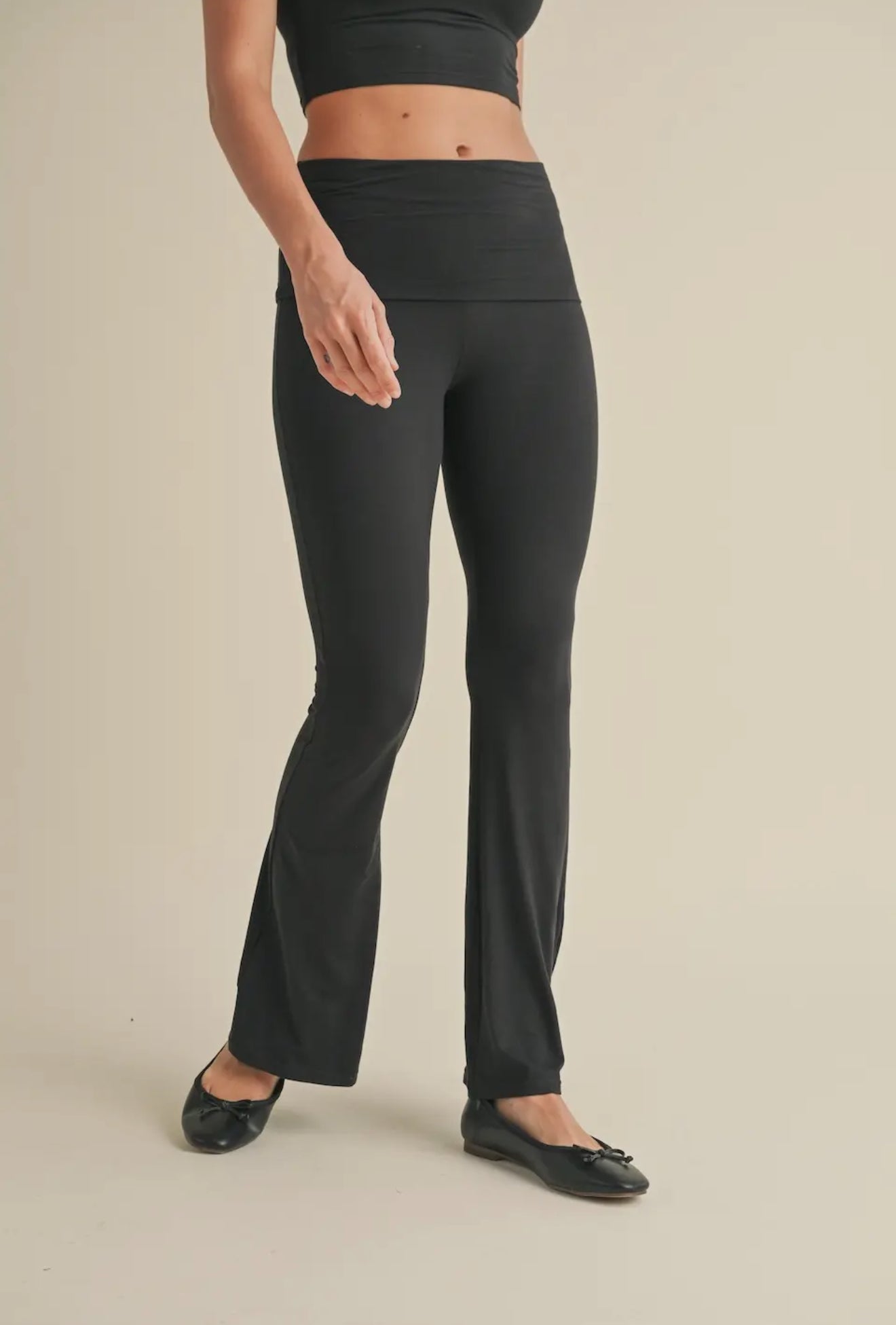 Ultra Soft Black Foldover Flare Pants