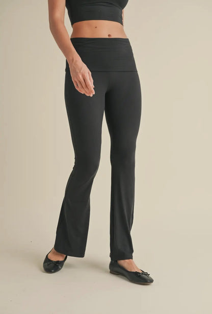 Ultra Soft Black Foldover Flare Pants