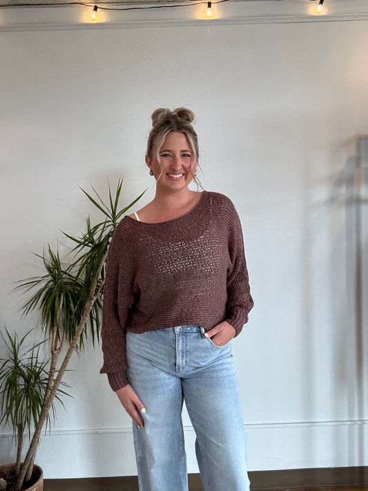 Chocolate Crochet Knit Sweater