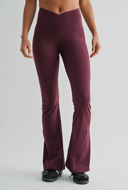 Dark Plum Crossover Waist Yoga Pant
