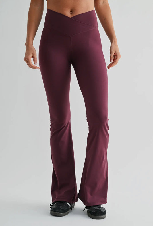 Dark Plum Crossover Waist Yoga Pant
