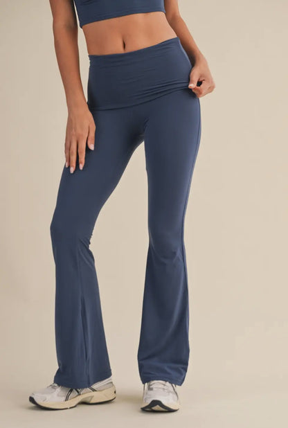 Ultra Soft Navy Foldover Flare Pants