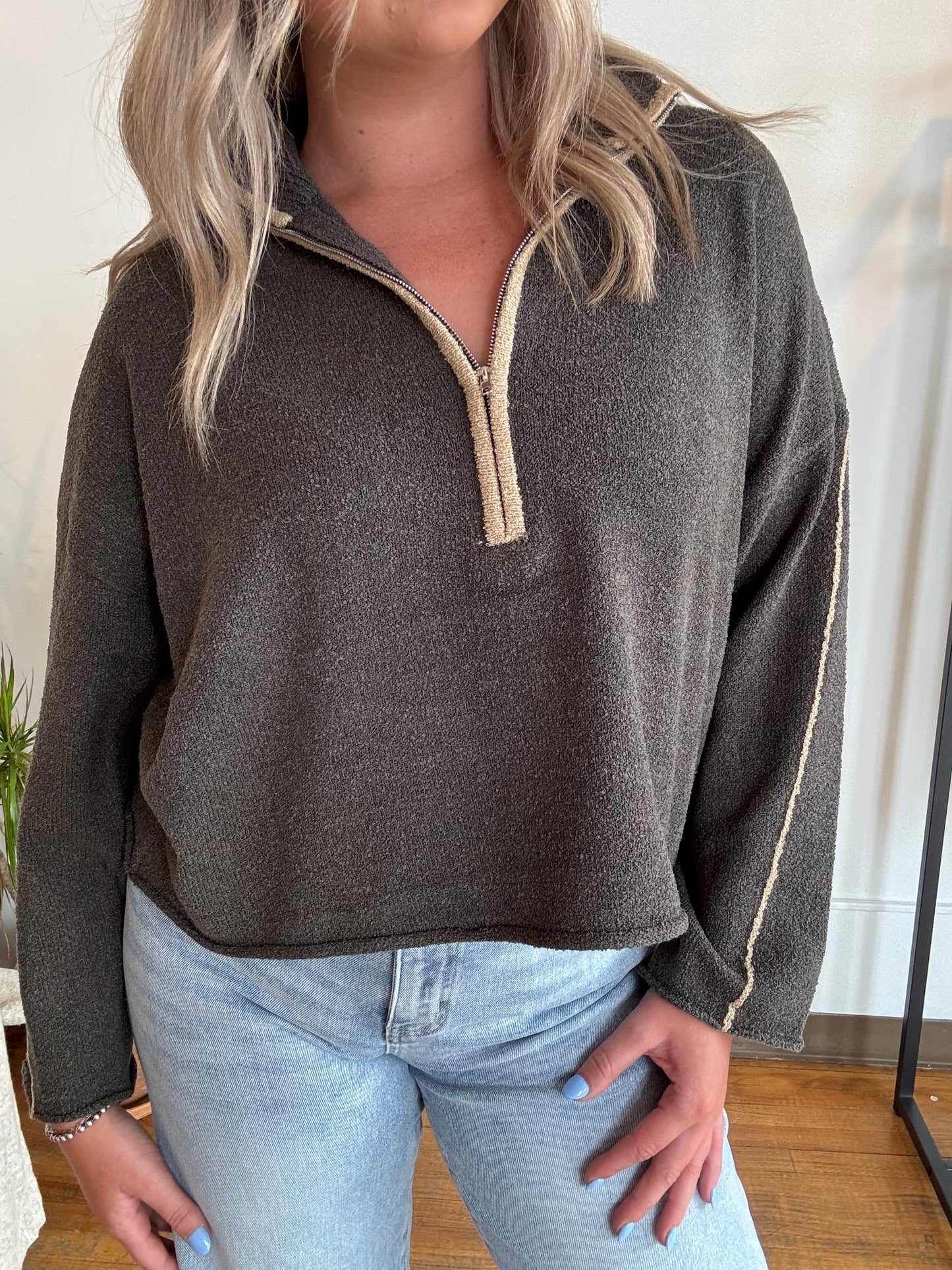 Newport Textured Knit Half-Zip Sweater