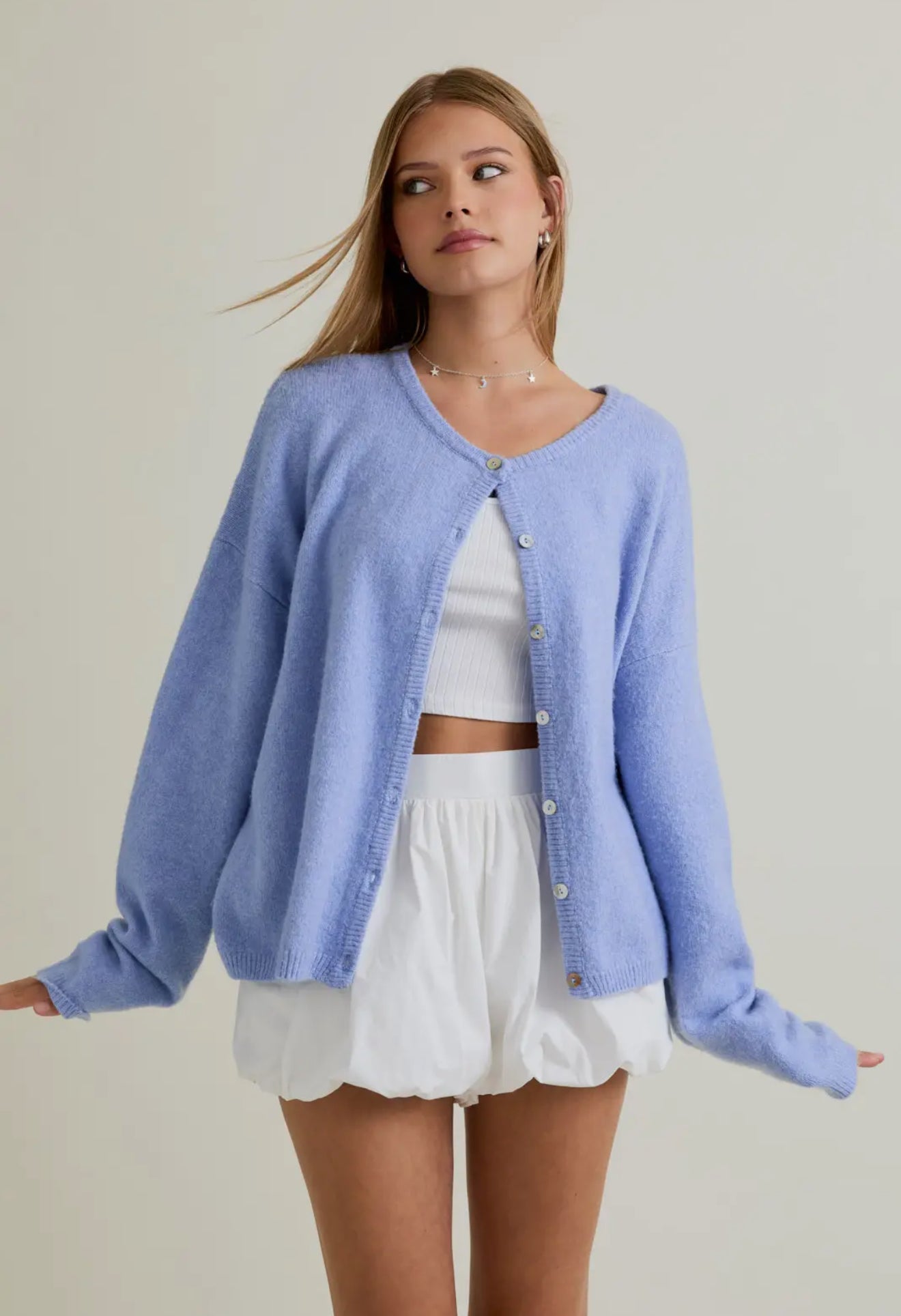 Light Blue Sweater Cardigan