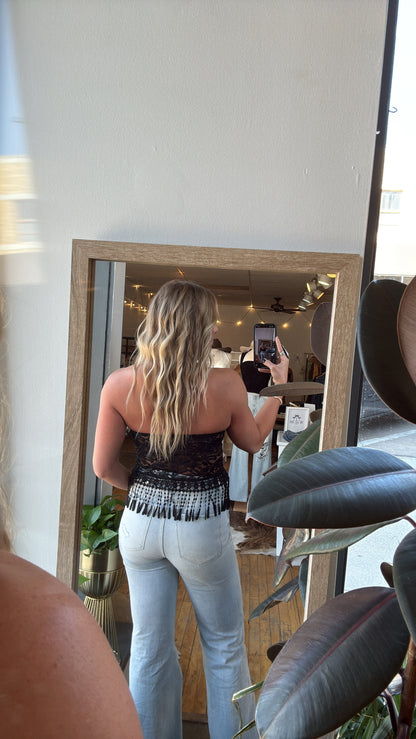 Sierra Lace Fringe Tube Top