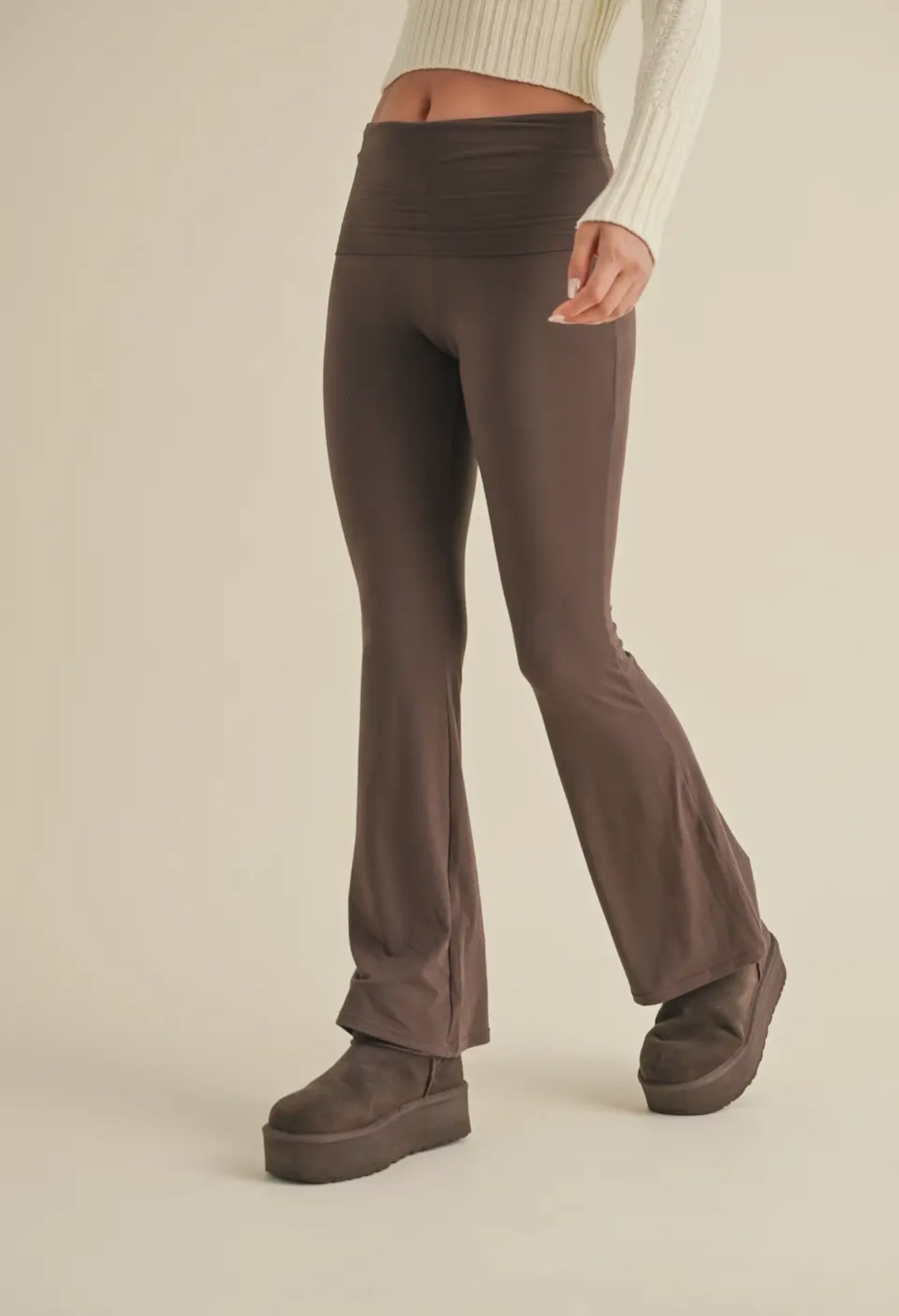 Ultra Soft Chocolate Foldover Flare Pants