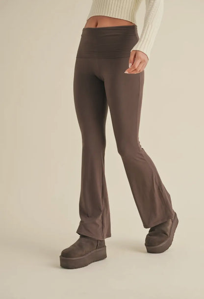 Ultra Soft Chocolate Foldover Flare Pants