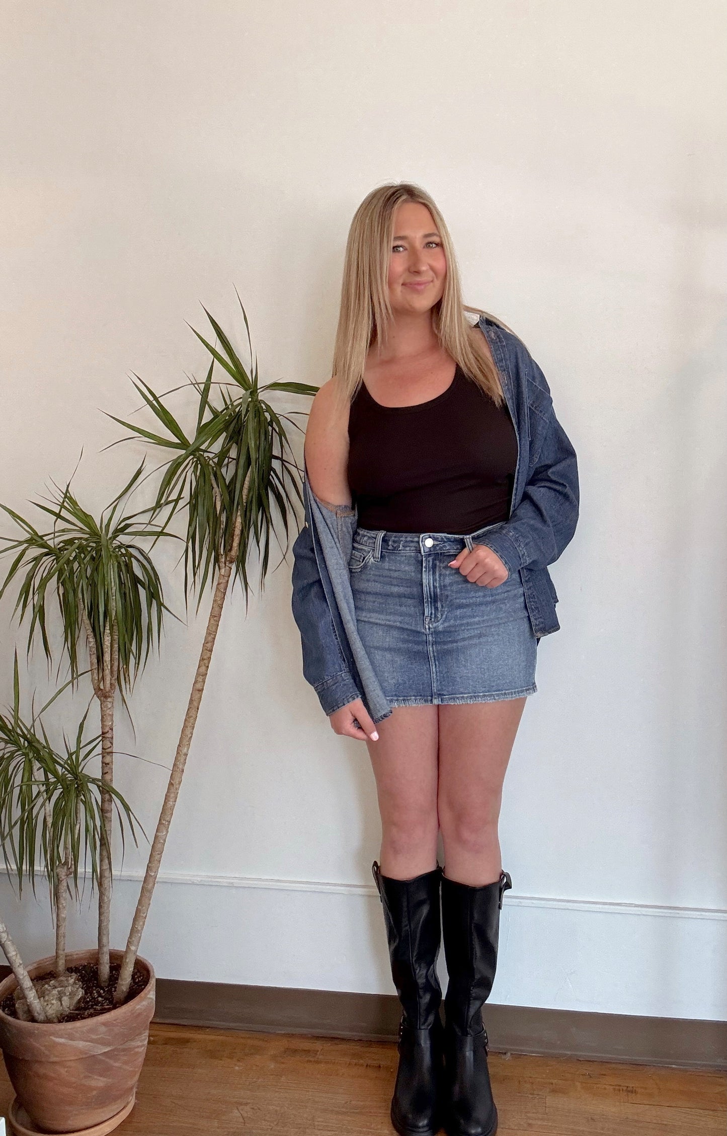 Dusty Blues Mini Skirt