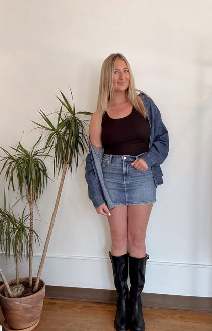 Dusty Blues Mini Skirt