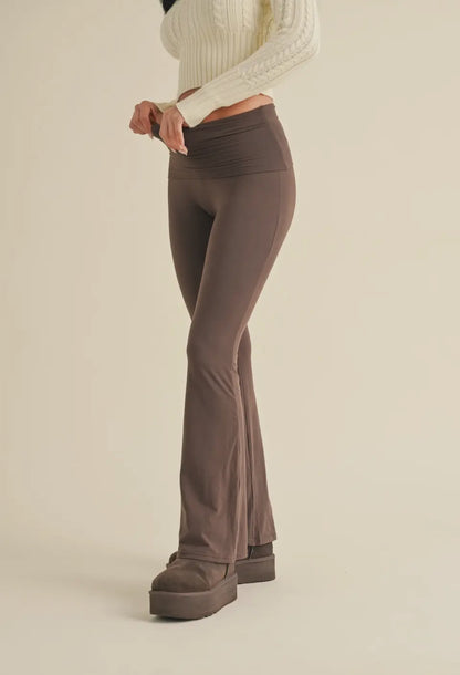 Ultra Soft Chocolate Foldover Flare Pants