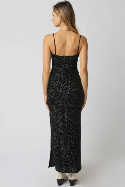 Fiona Black Sequin Maxi Dress