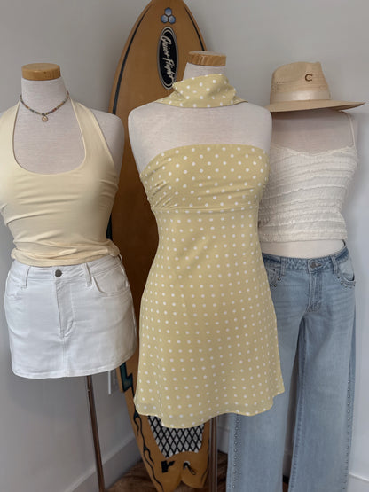 Butter & White Polka Dot Mini Dress