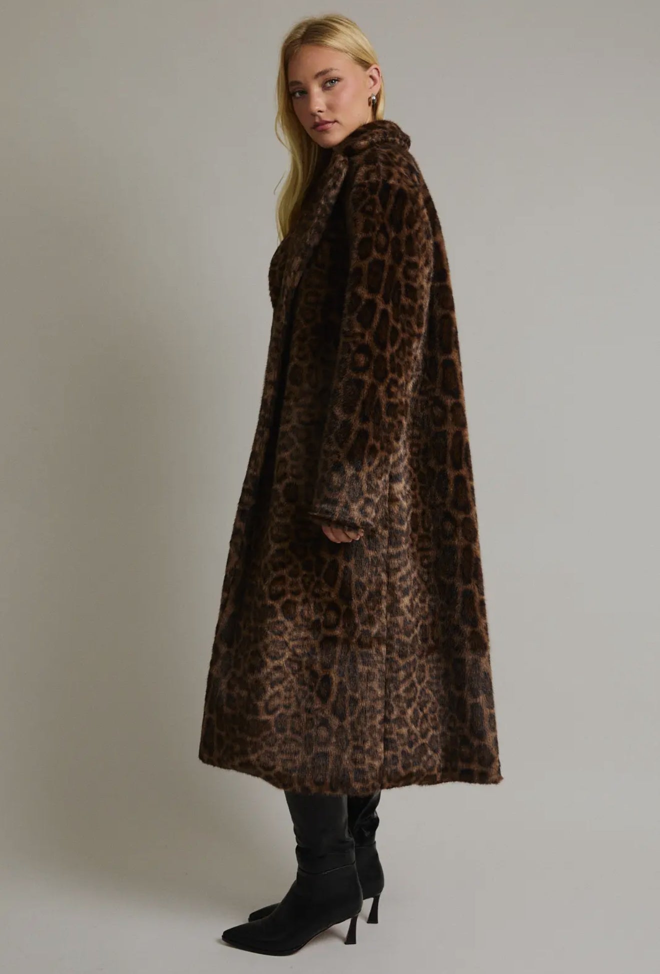 Leopard Faux Fur Long Coat