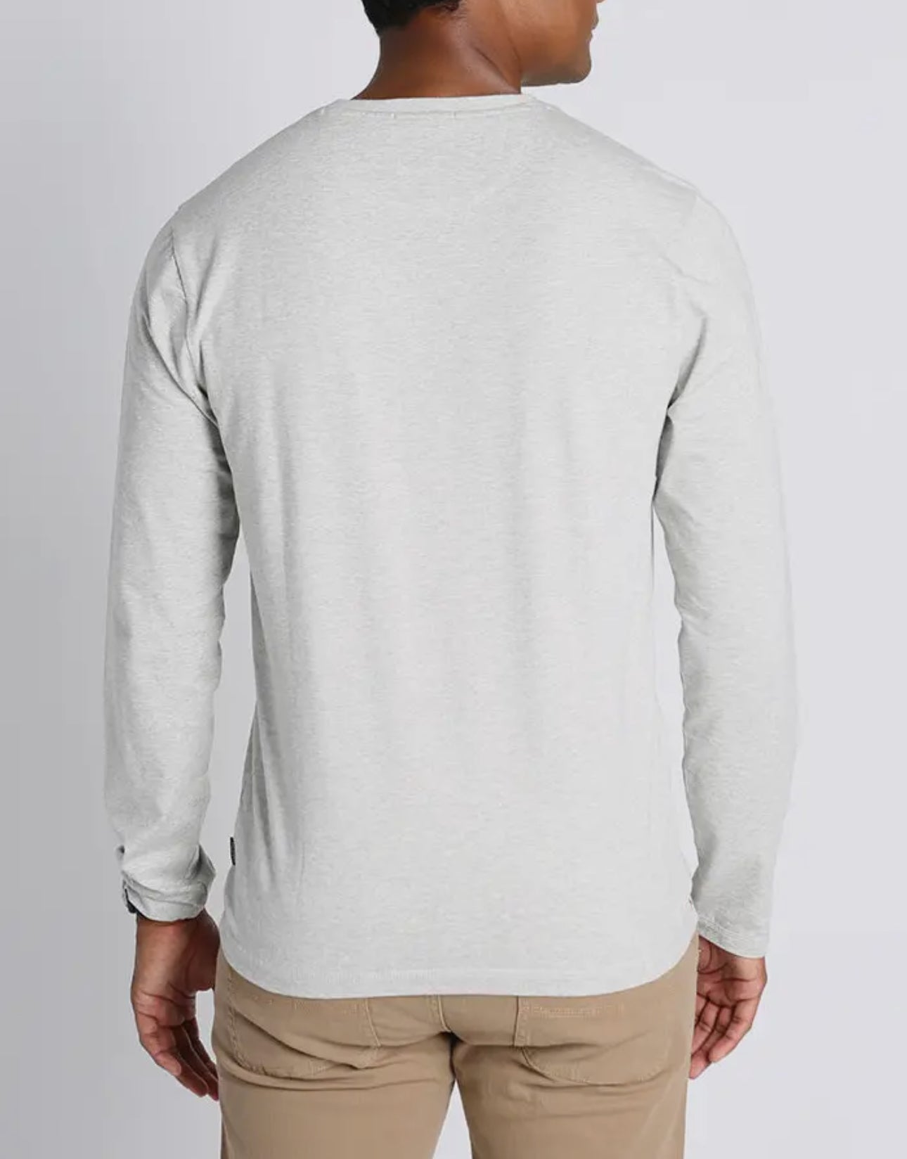 Light Grey Cotton Blend Long Sleeve Henley