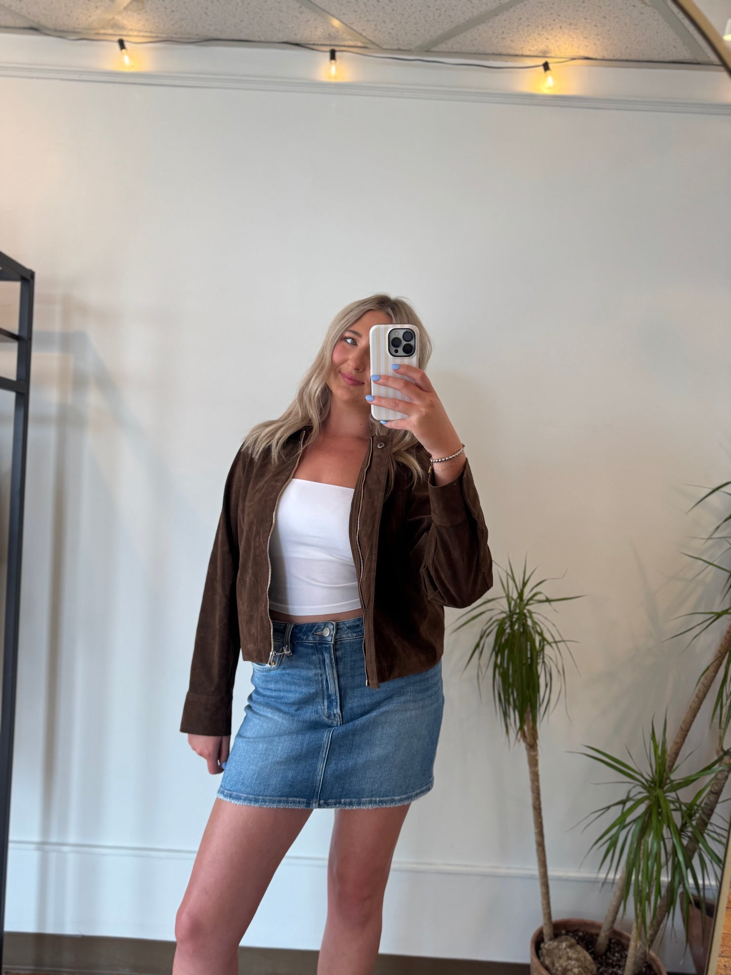 Chocolate Faux Suede Jacket