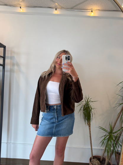 Chocolate Faux Suede Jacket