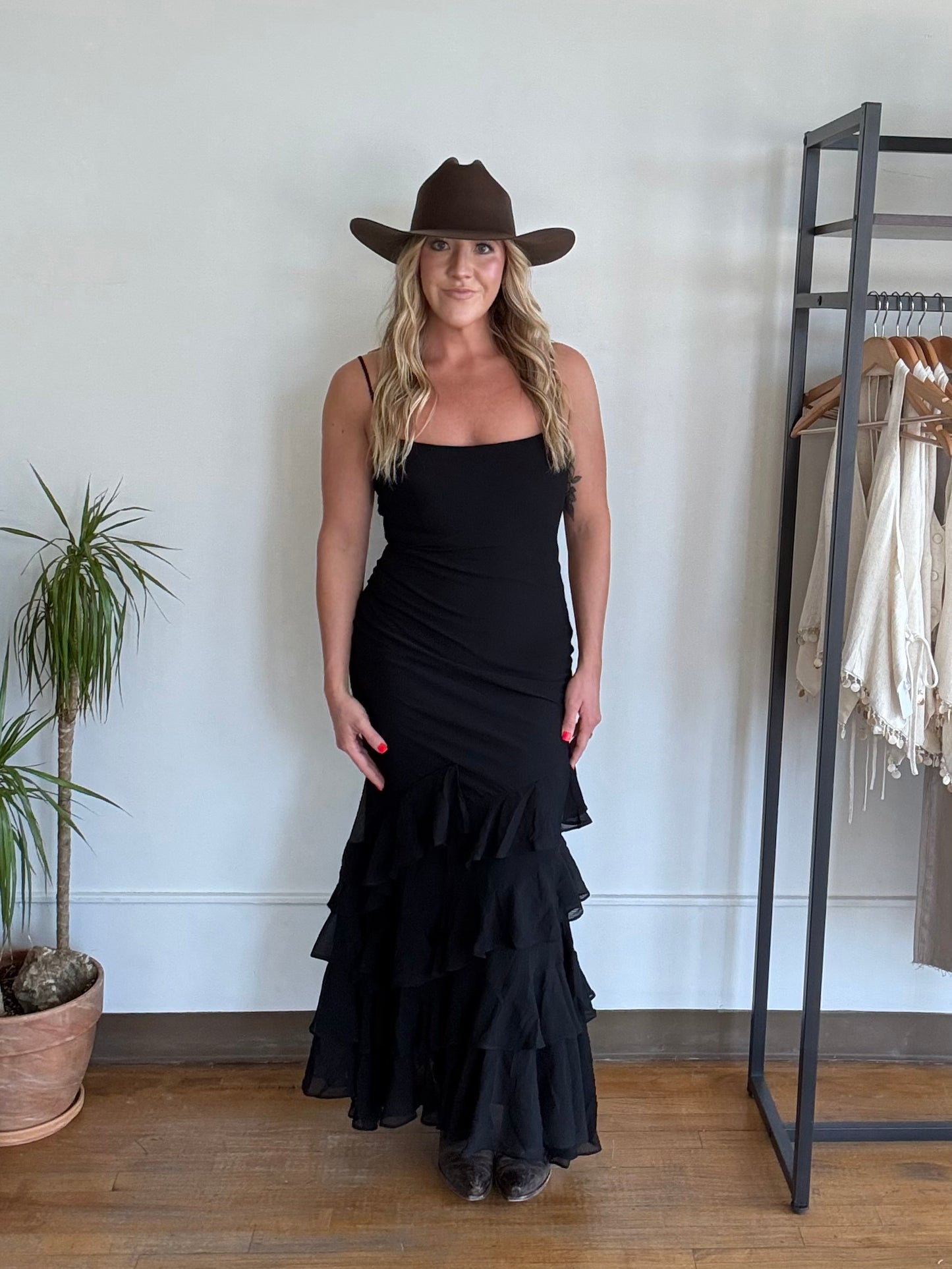 Black Coyote Ruffle Maxi