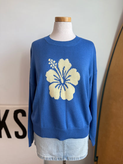 Blue Hibiscus Crewneck Sweater