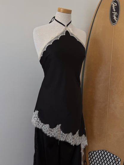 Satin Lace Halter Jumpsuit