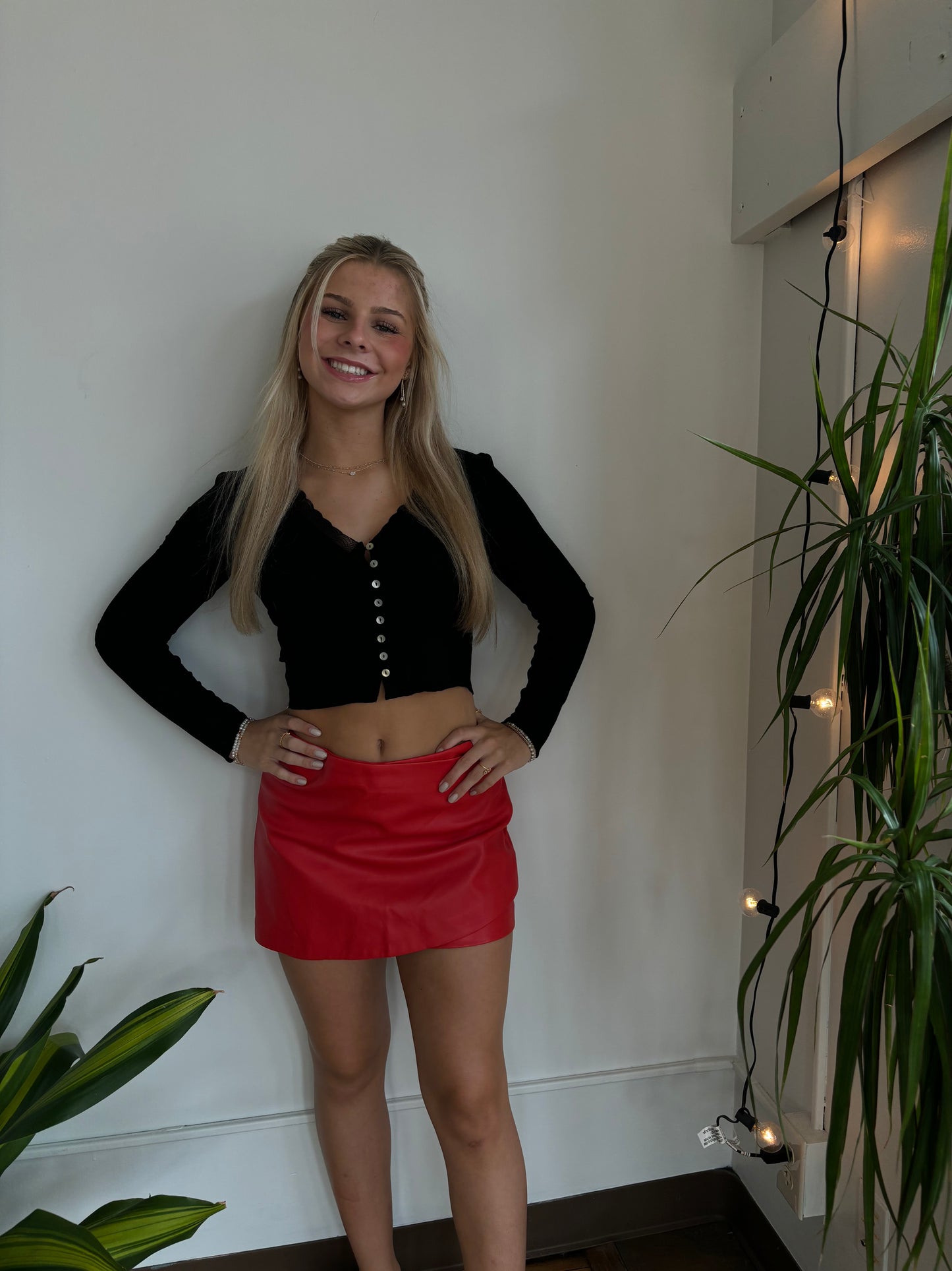 Red Leather Skort