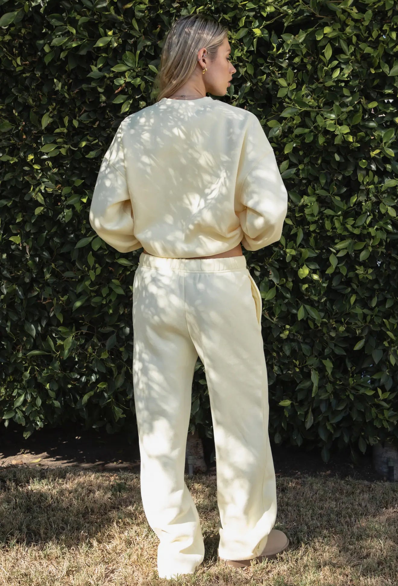 Lani Cloud Fleece Wide Leg Sweatpants - Pale Yellow