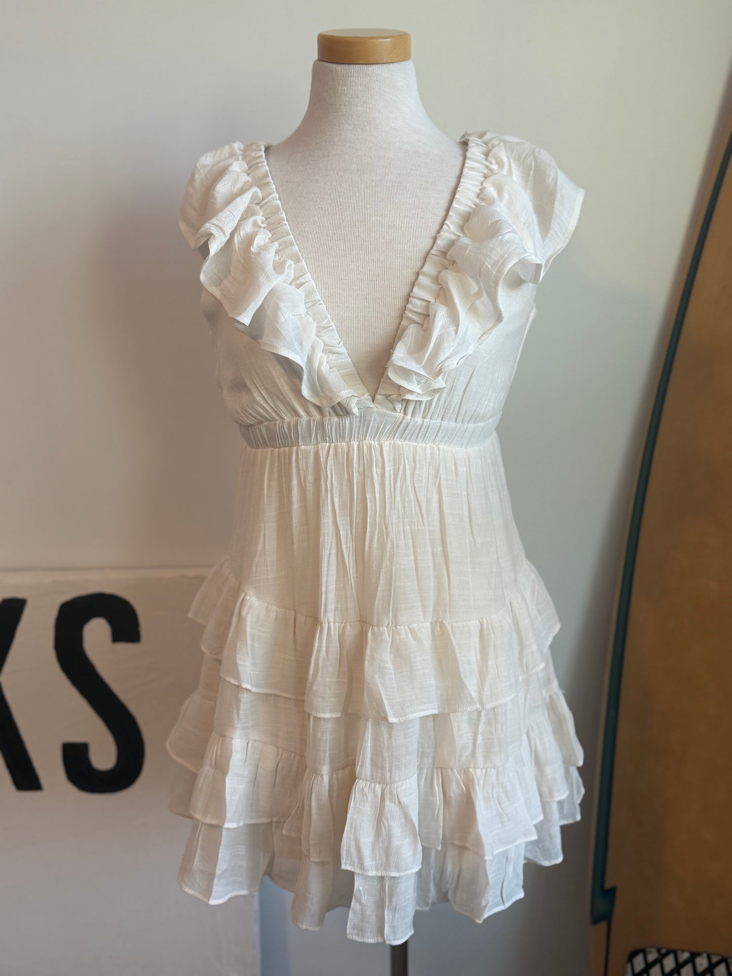 Cove Ruffle Mini Dress - Cream