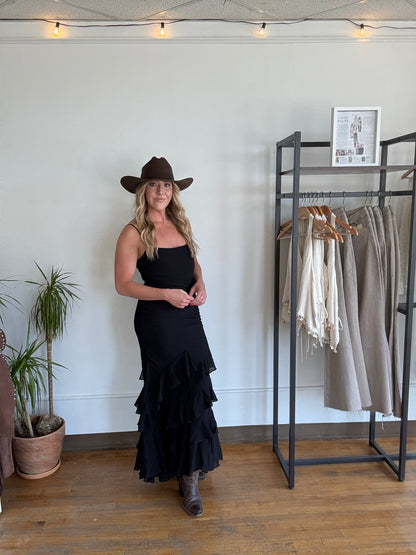 Black Coyote Ruffle Maxi