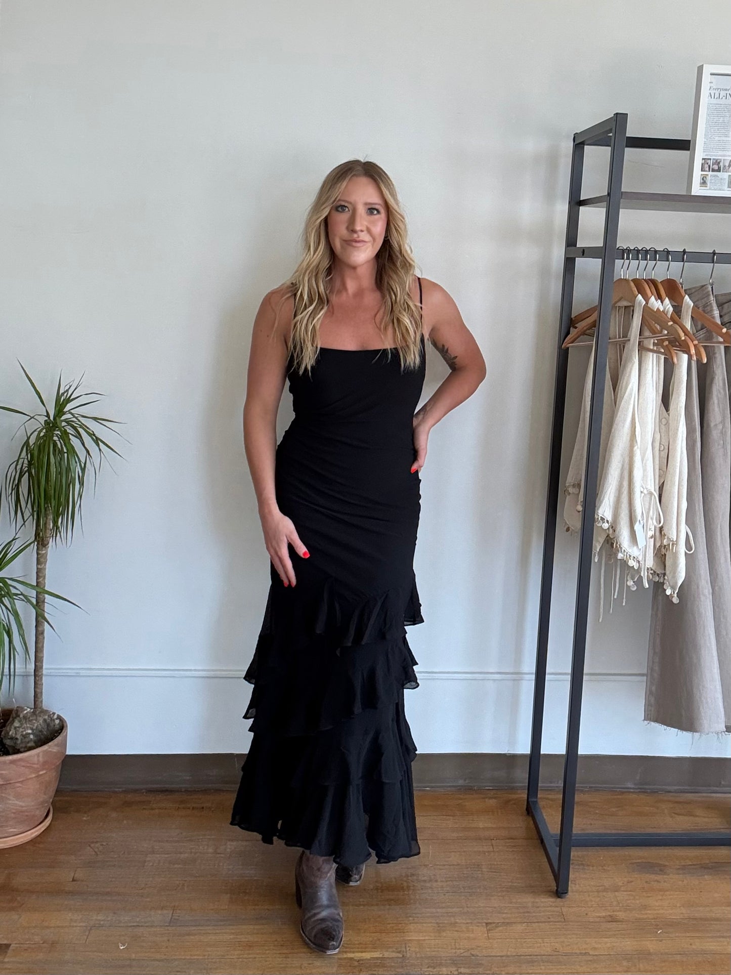 Black Coyote Ruffle Maxi