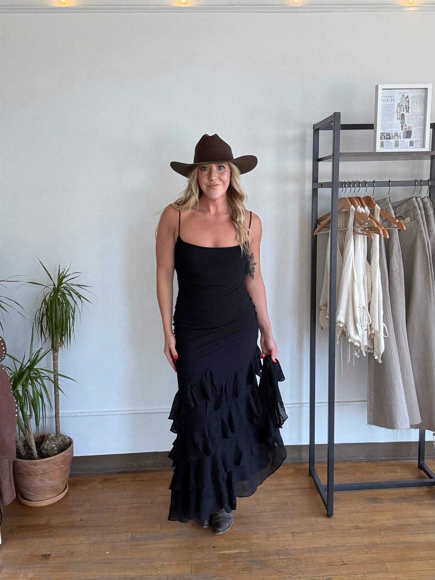 Black Coyote Ruffle Maxi