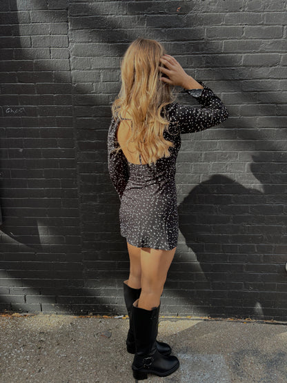 Polka Dot Long Sleeve Mini Dress