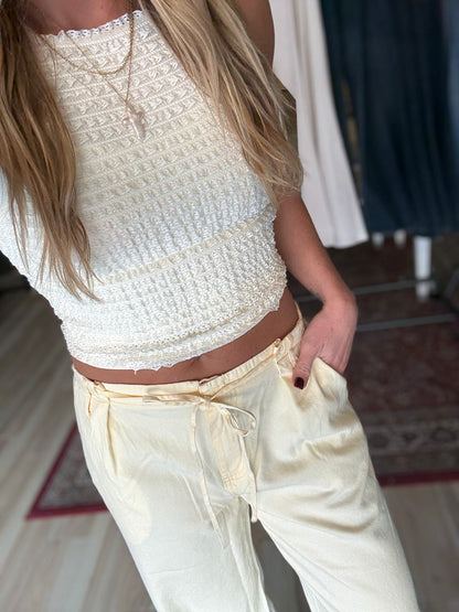 Light Yellow Low-Rise Pants