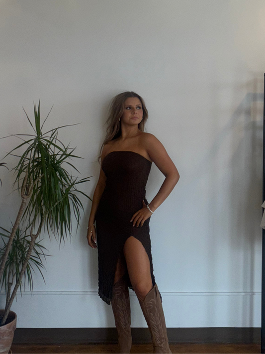 Espresso Knit Strapless Dress