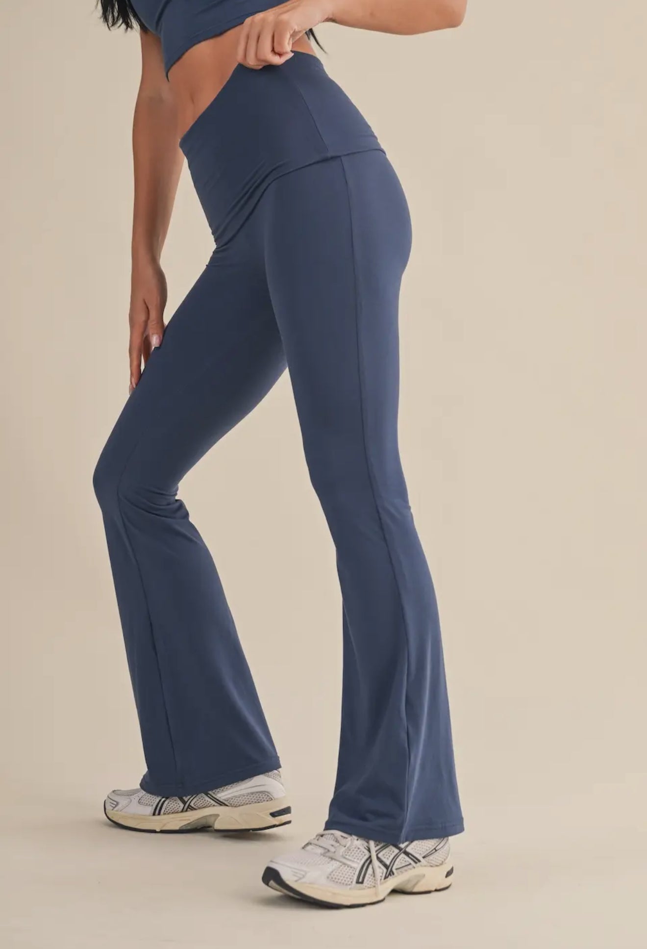 Ultra Soft Navy Foldover Flare Pants