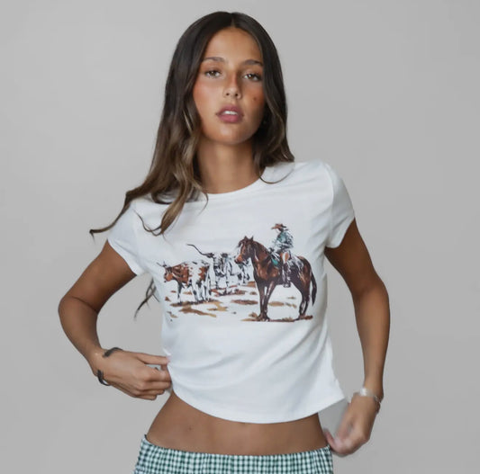 GRAZIN’ Graphic Western Short Sleeve Top