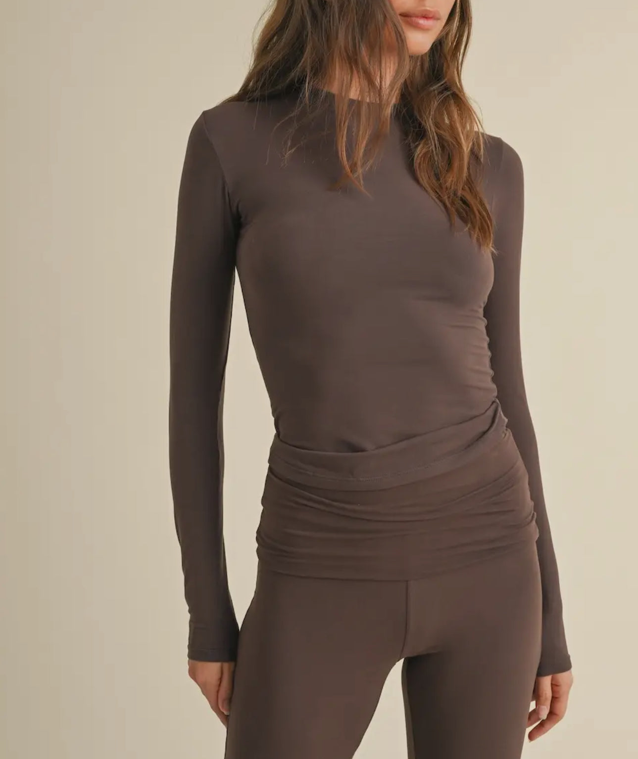Brown Ultra Soft Knit Long Sleeve Tee