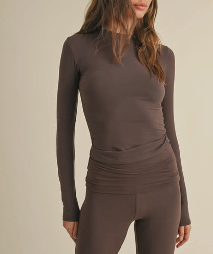Brown Ultra Soft Knit Long Sleeve Tee