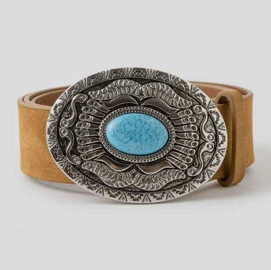 Oval Western Concho Oversized Buckle Belt