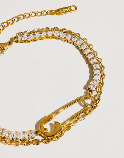 Acier 18K Gold Non-Tarnish Glam Rhinestone Clip Bracelet