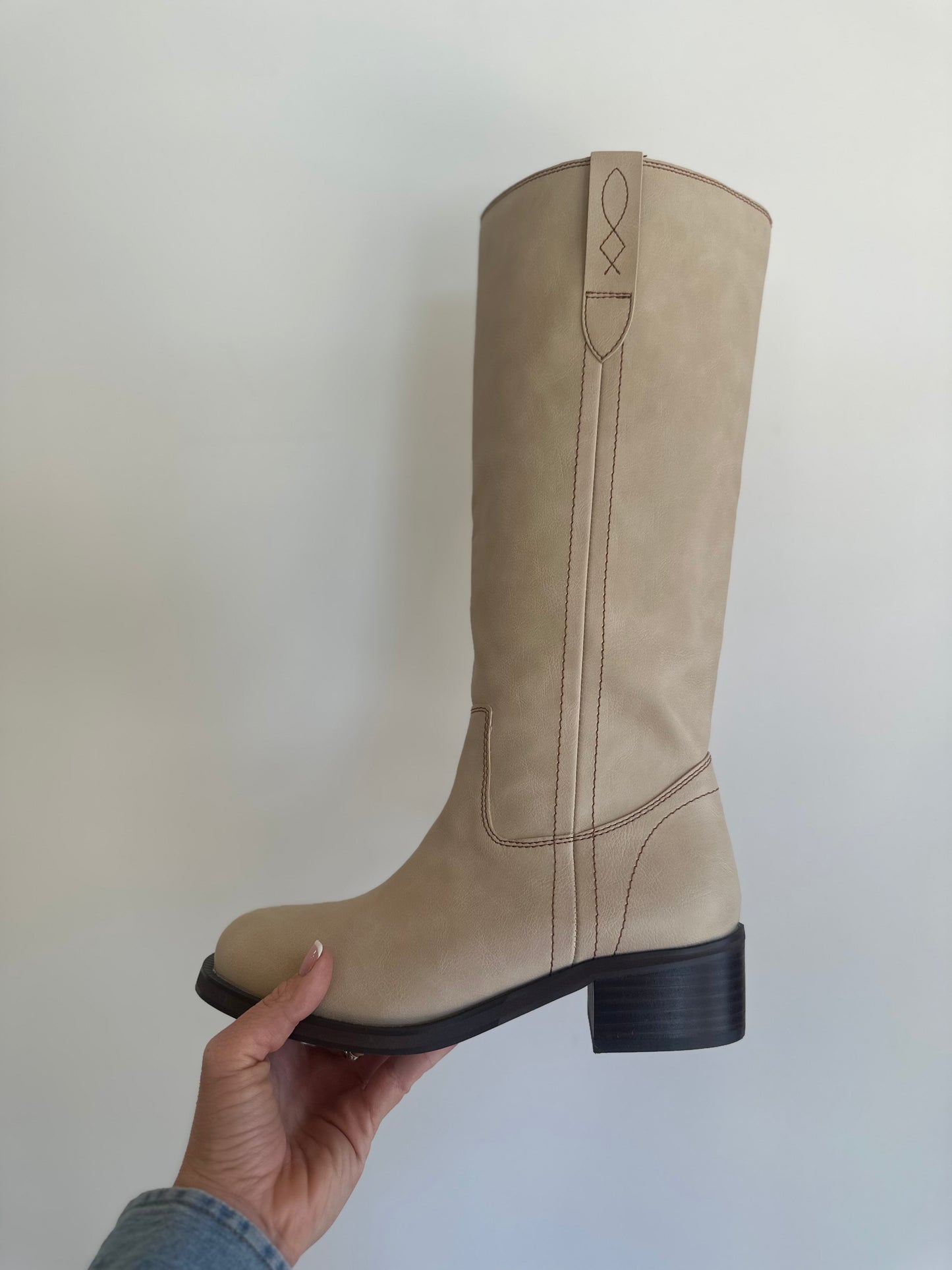 Pearl Square Toe Heeled Riding Boot