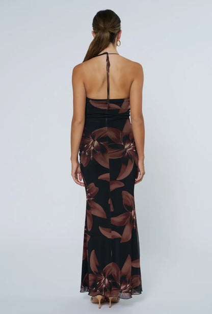 Selani Floral Halter Maxi Dress