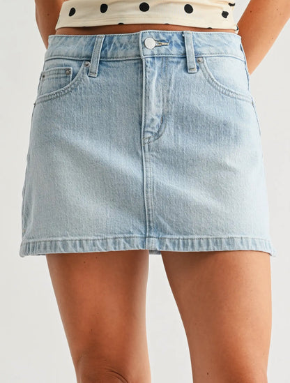 Light Wash Micro Skirt with Slit