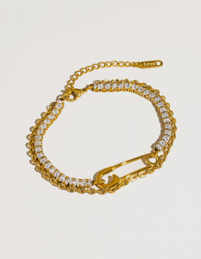 Acier 18K Gold Non-Tarnish Glam Rhinestone Clip Bracelet