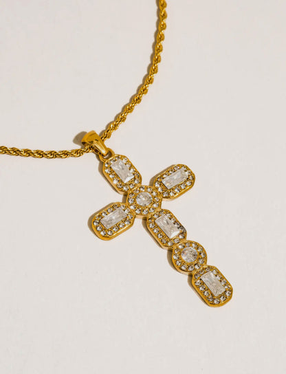 Belrose 18K Gold Non-Tarnish Cz Cross Necklace
